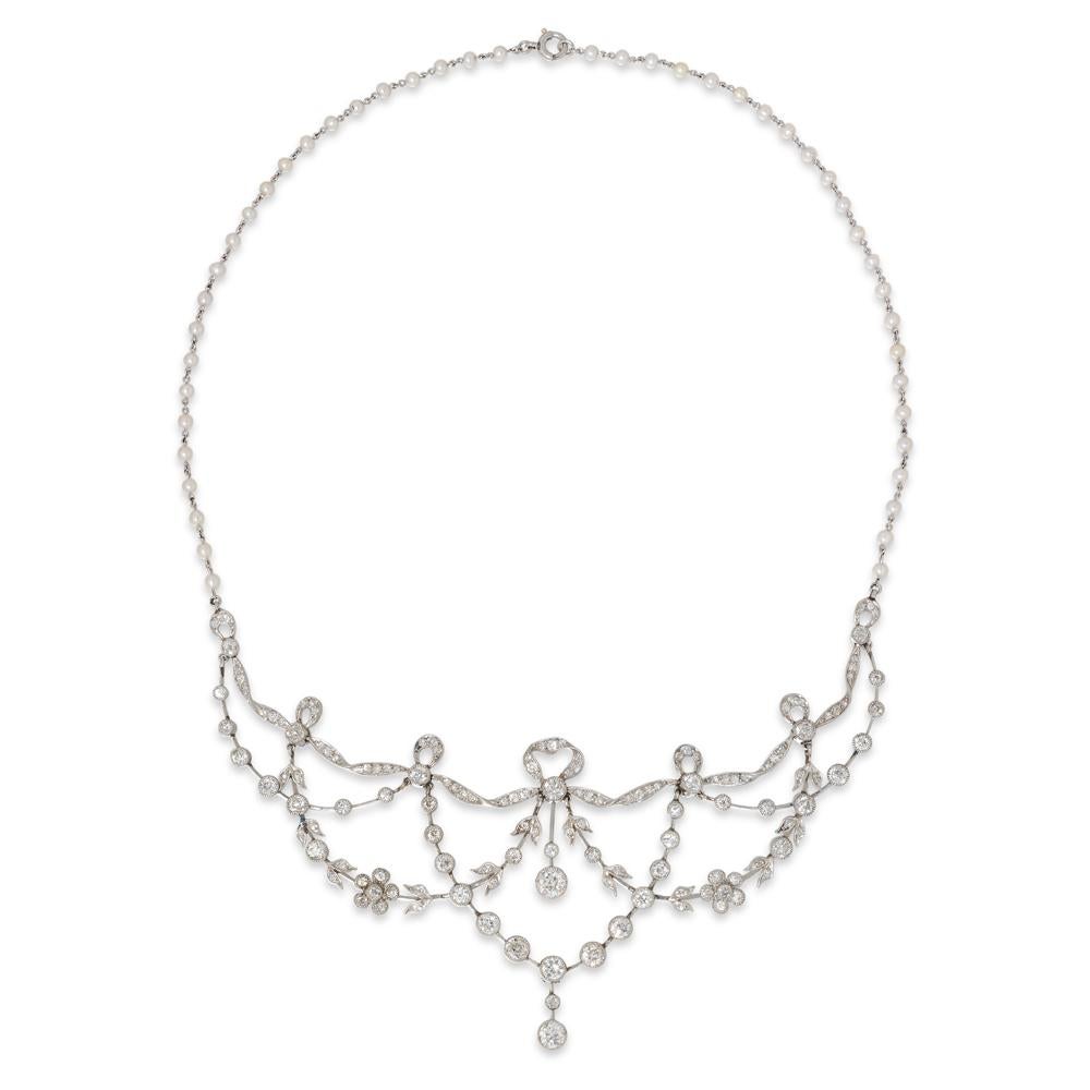 Brilliant Cut Edwardian Diamond Garland Necklace/Tiara
