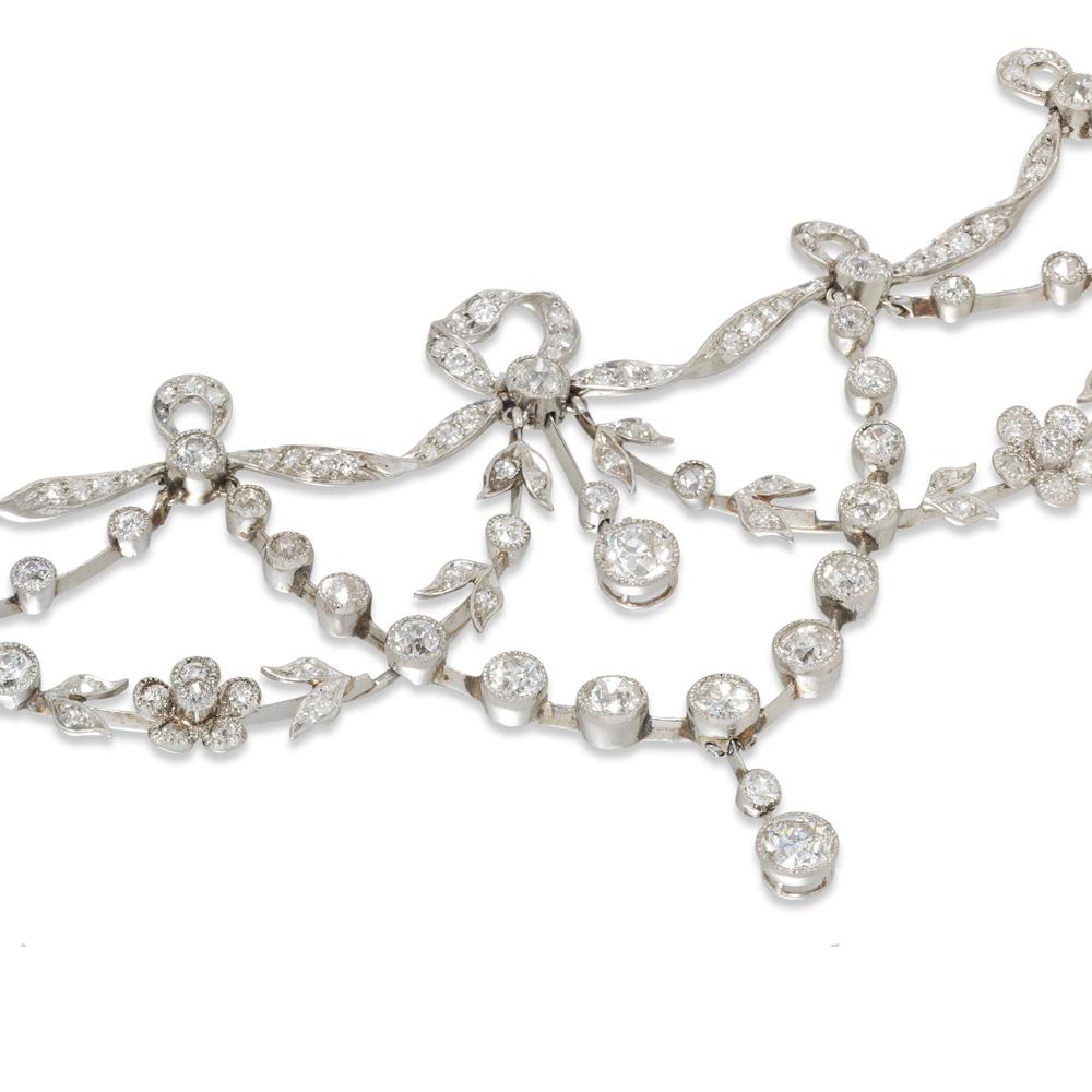Edwardian Diamond Garland Necklace/Tiara In Good Condition In London, GB