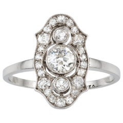 Bague Edouardienne à plaque de diamants