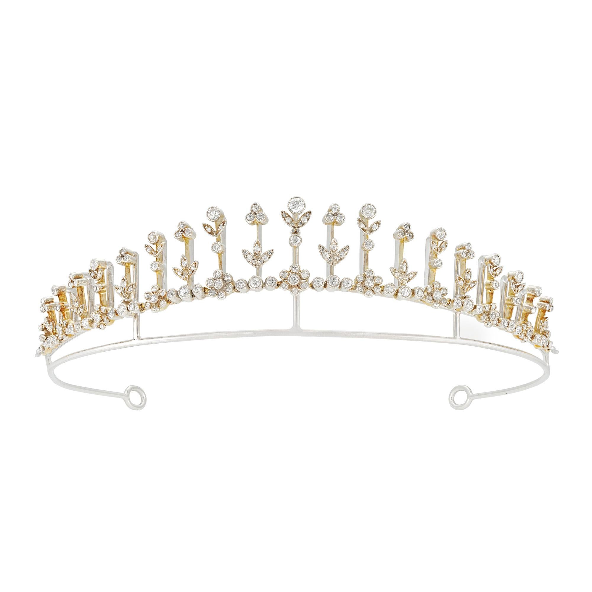 Old European Cut An Edwardian diamond-set tiara/necklace For Sale