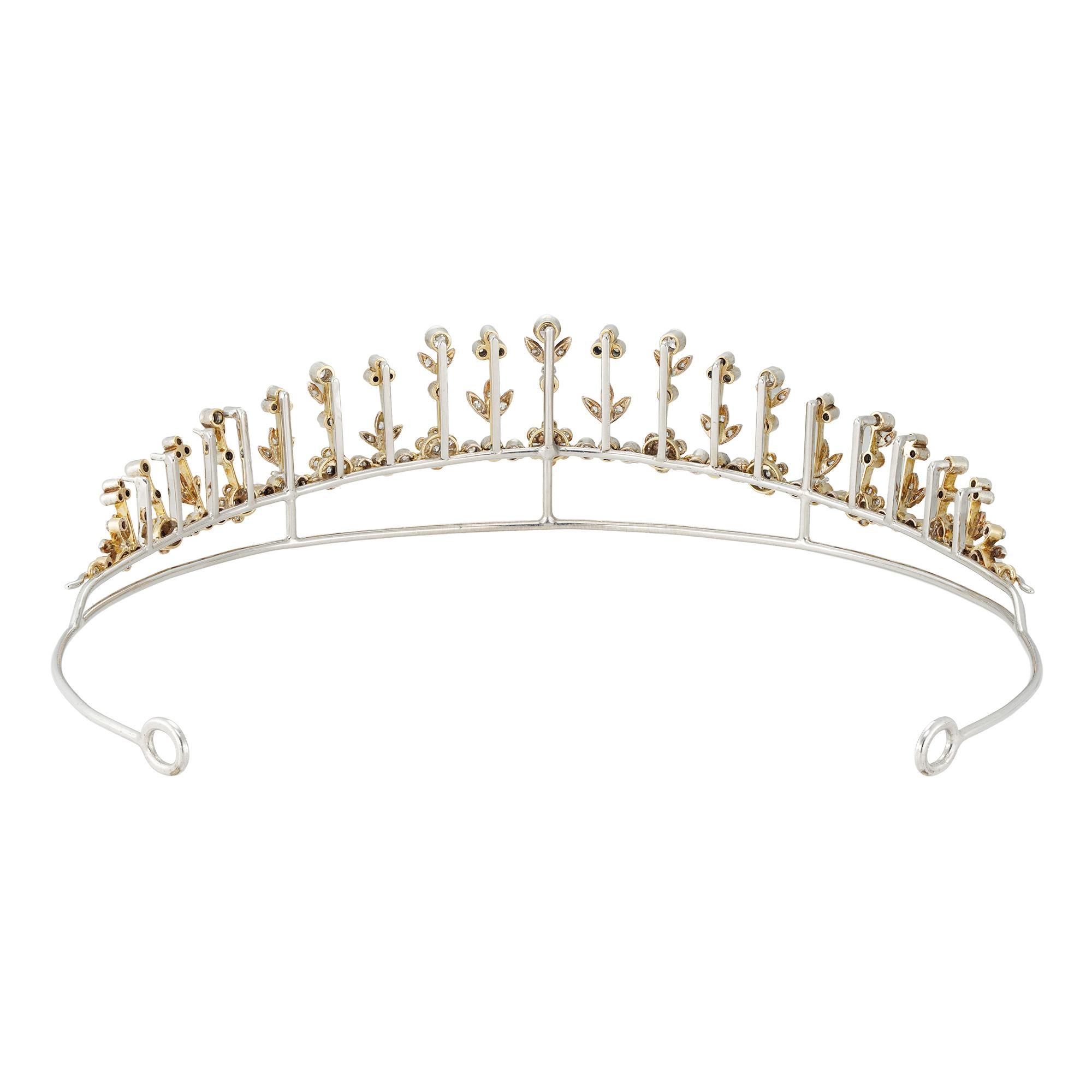 An Edwardian diamond-set tiara/necklace In Good Condition For Sale In London, GB