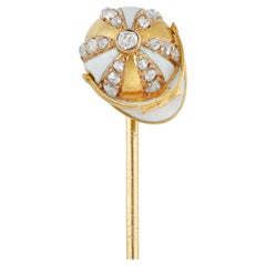 An Edwardian Enamel, Diamond And Gold Jockey-cap Pin