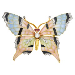 An Edwardian enamel enamel butterfly brooch/pendant