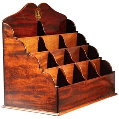 Antique Edwardian Flame Mahogany Waterfall Desk Organizer or Letter Rack