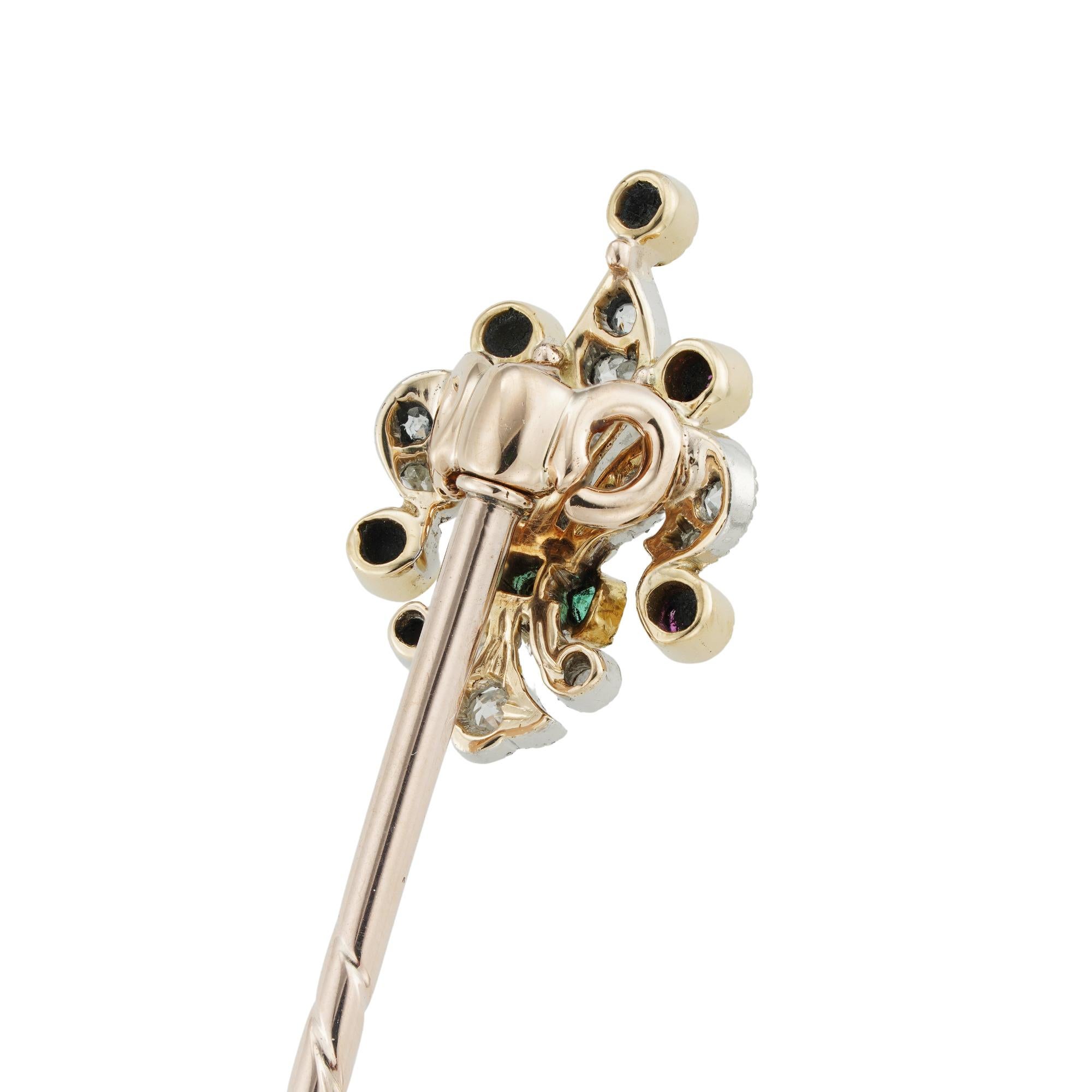 An Edwardian Fleur-de-lis Gem-set Stick-pin In Good Condition In London, GB