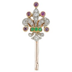 An Edwardian Fleur-de-lis Gem-set Stick-pin