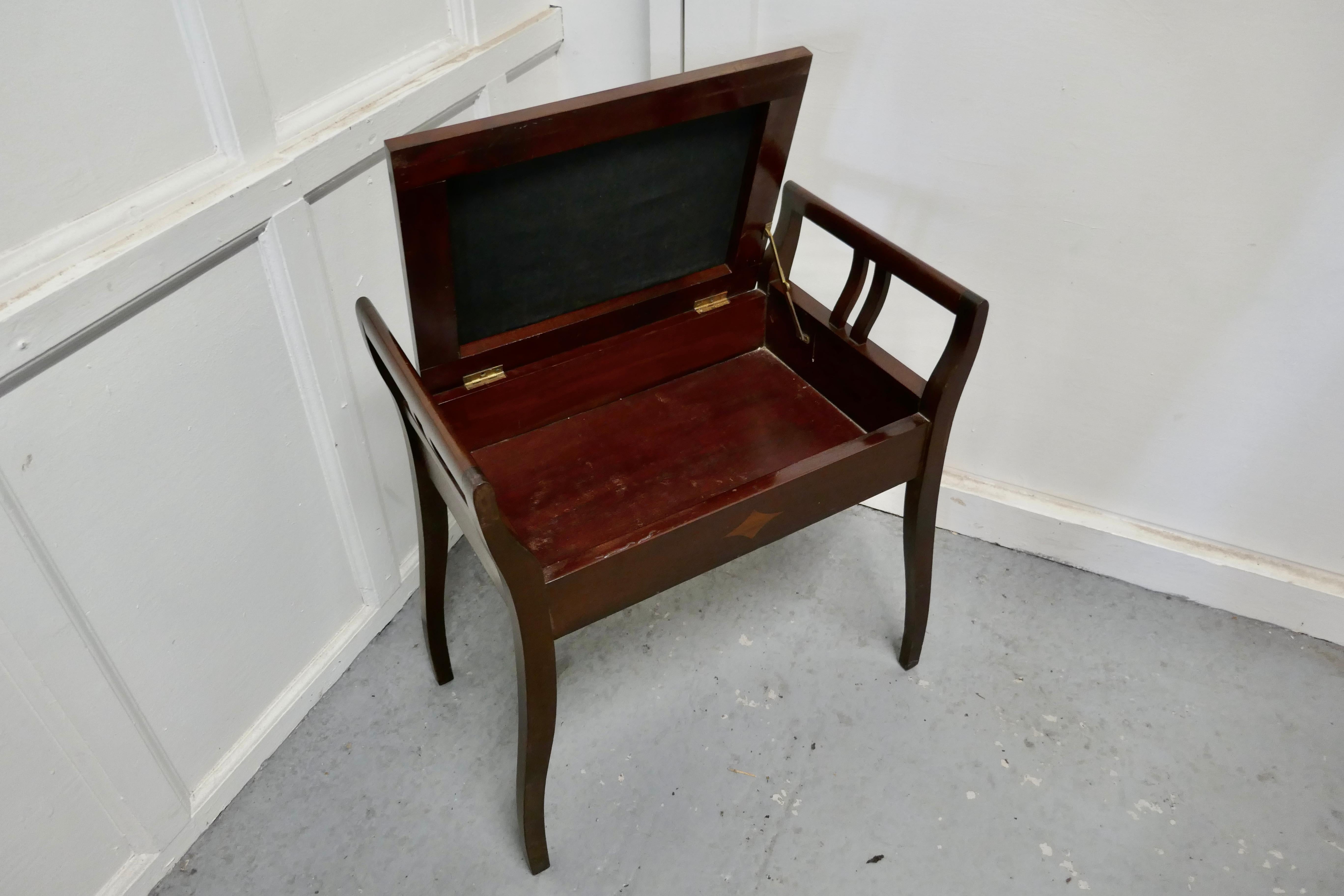 Edwardian Inlaid Mahogany Piano Stool For Sale 3
