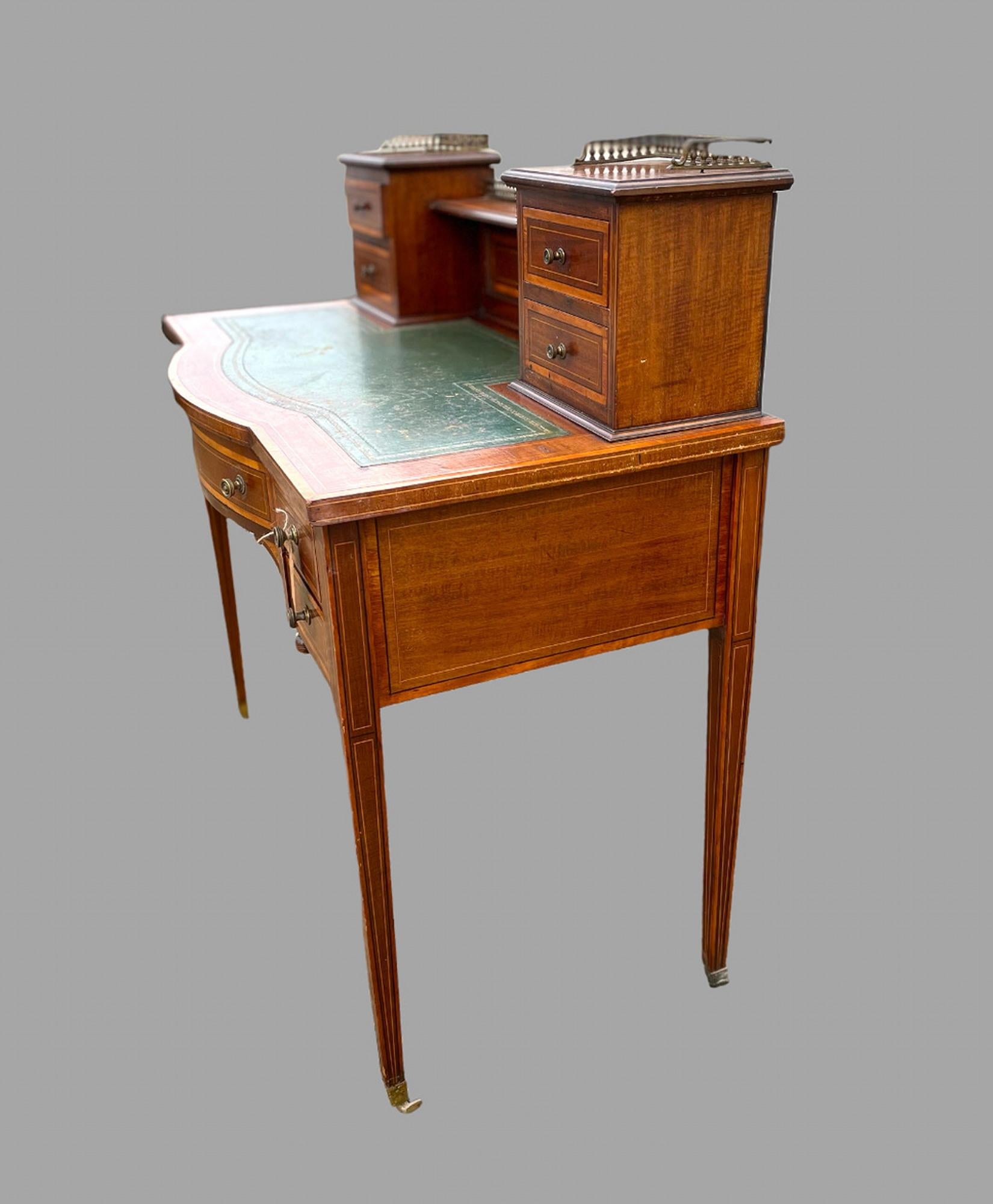 British Edwardian Mahogany and Satinwood Lady's Desk For Sale