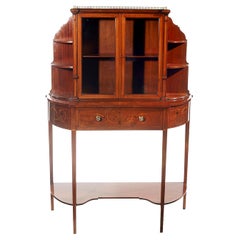 Edwardian Mahogany and Satinwood Marquetry Two-Door Display Cabinet
