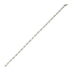 An Edwardian Natural Pearl And Diamond Line Bracelet