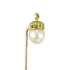 An Edwardian Natural Pearl And Garnet Acorn Stick Pin