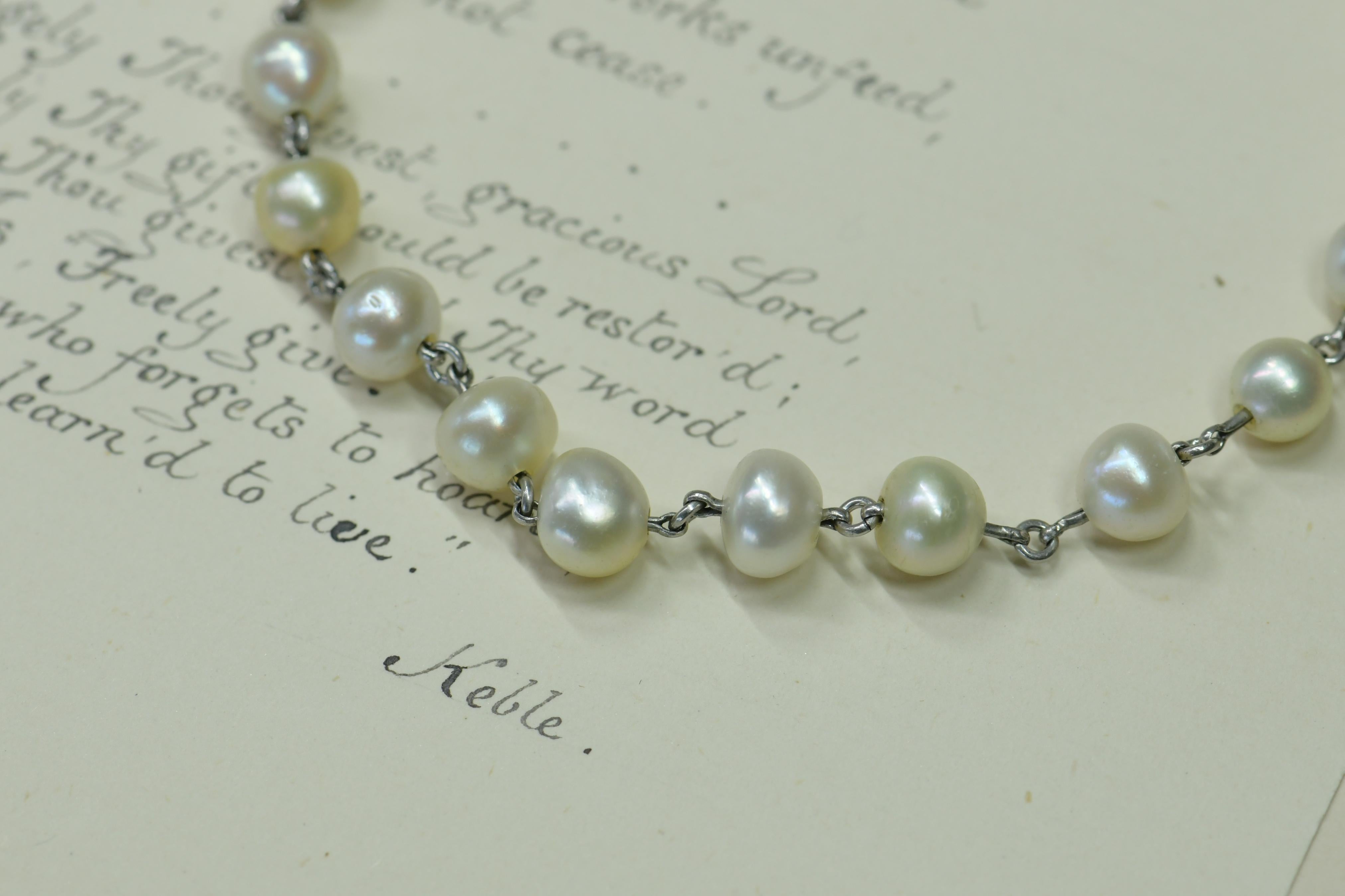 Bead Edwardian Natural Pearl Platinum Bracelet