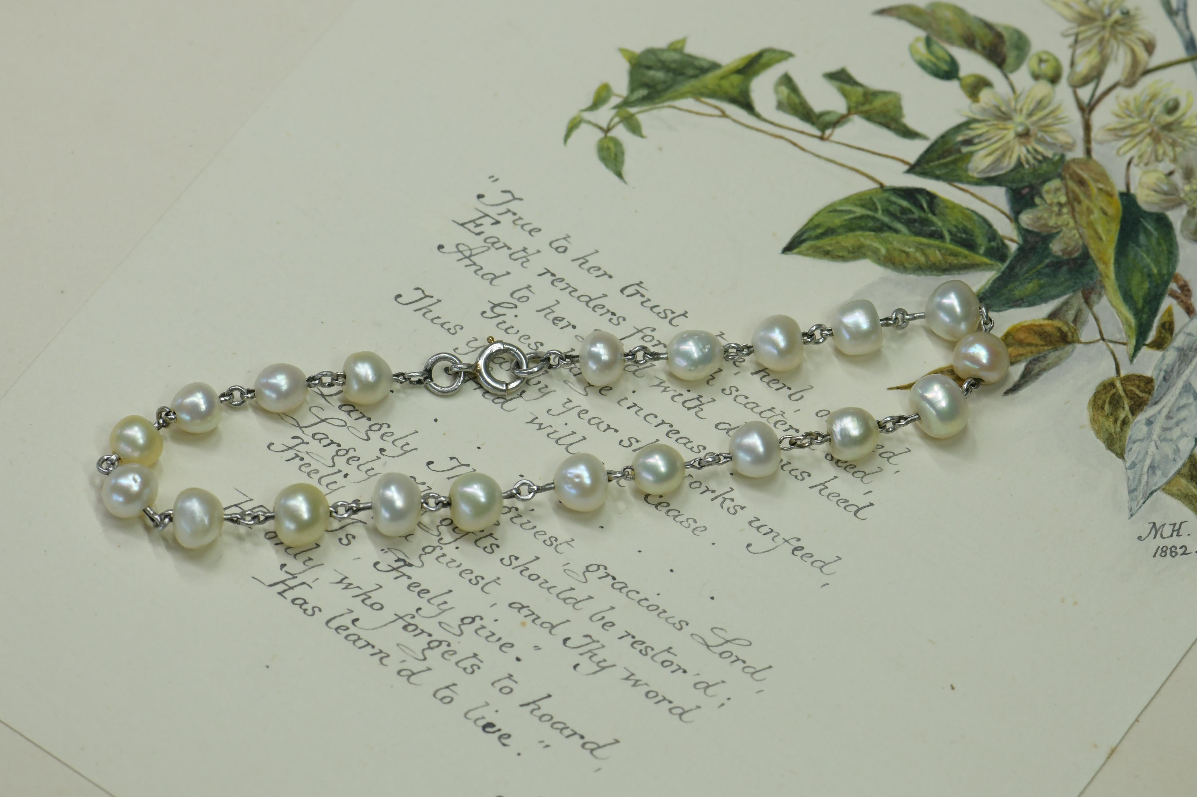 Edwardian Natural Pearl Platinum Bracelet 3