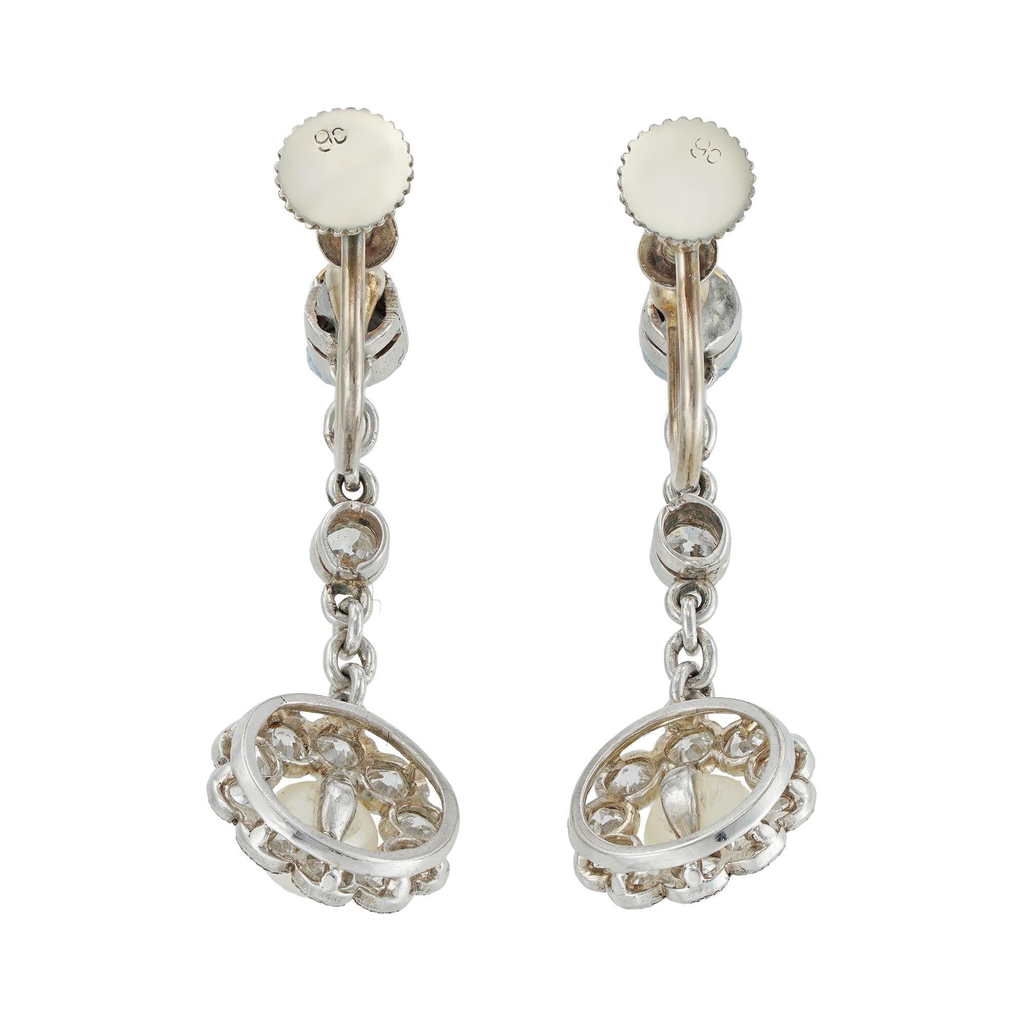Ein Paar perlenbesetzte und Diamant-Ohrringe im viktorianischen Stil (Edwardian) im Angebot