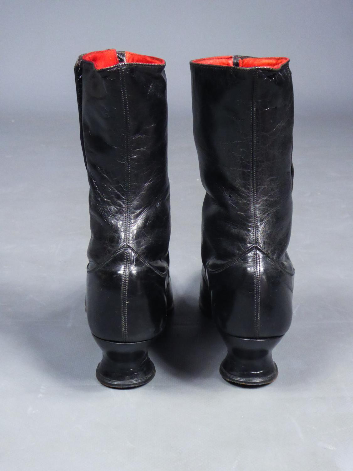 Black An Edwardian Pair of woman's leather boots - French Belle Epoque Circa 1895