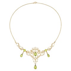Vintage An Edwardian Peridot And Pearl Necklace