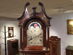 Edwardian Period Mahogany Chippendale Style Grandmother Clock