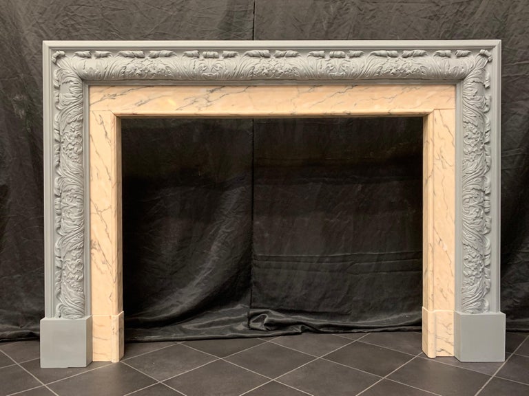 Edwardian Period Wood And Gesso Bolection Fireplace Surround For
