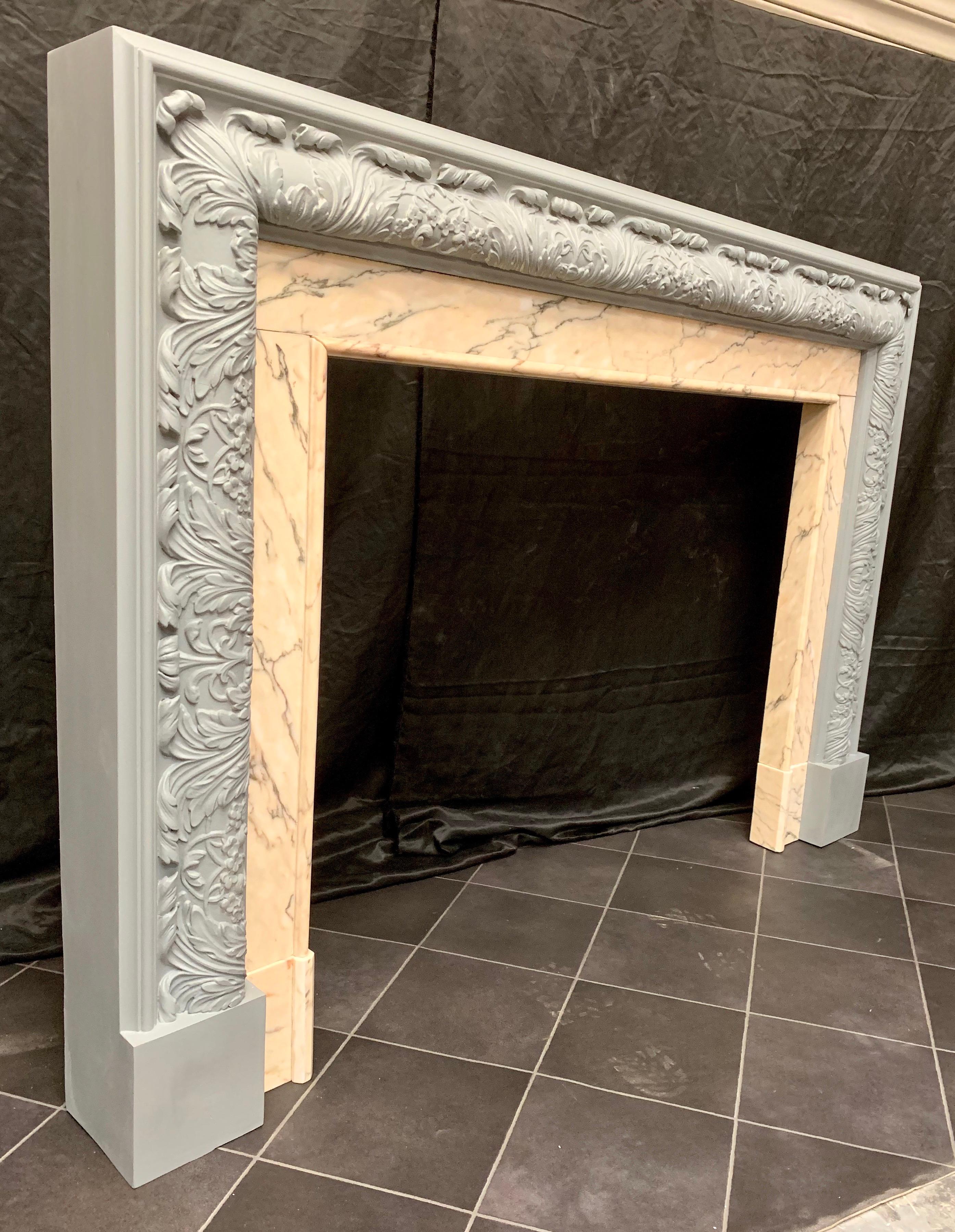 English Edwardian Period Wood and Gesso Bolection Fireplace Surround