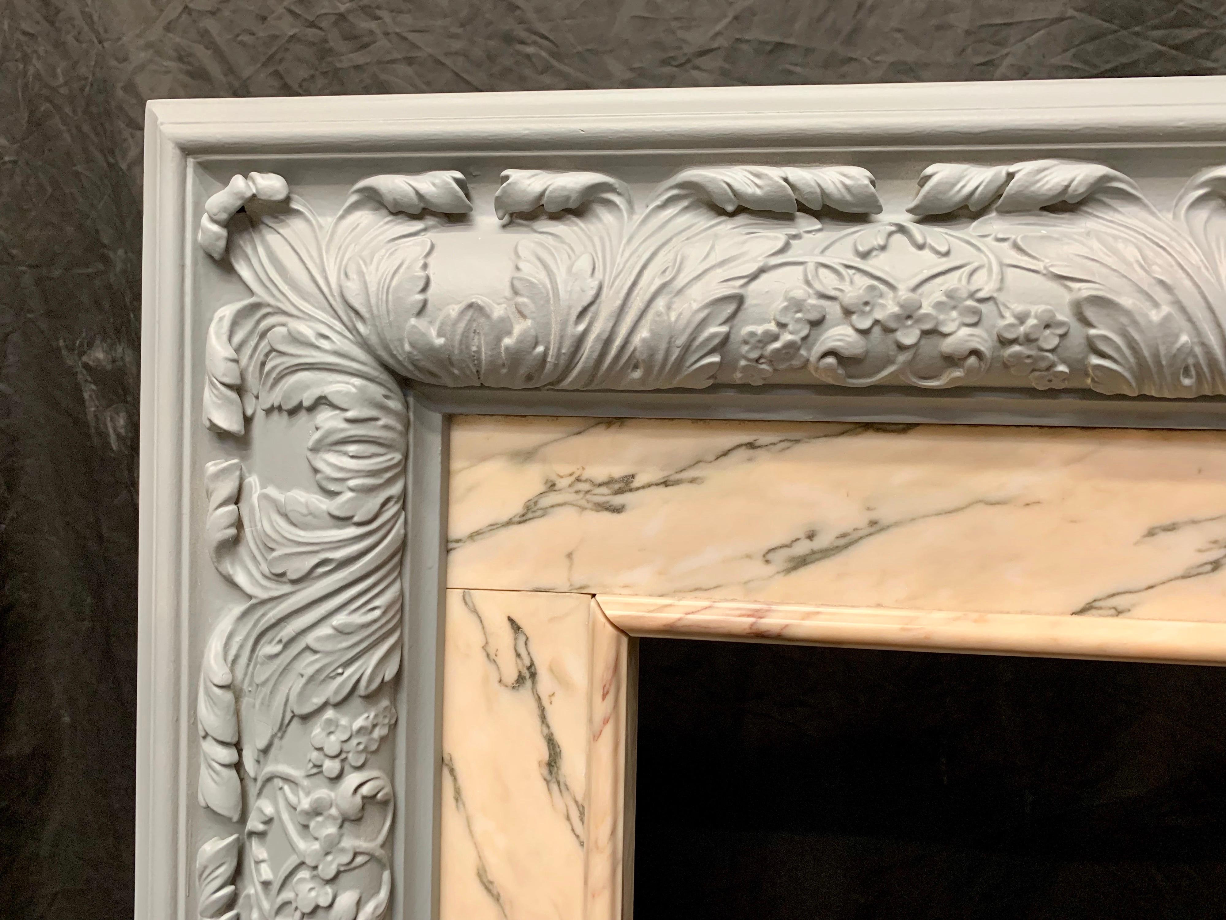 Early 20th Century Edwardian Period Wood and Gesso Bolection Fireplace Surround