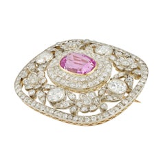 An Edwardian Pink Topaz And Diamond Brooch