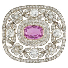 Eine Edwardianische Pink Topaz und Diamond Brosche
