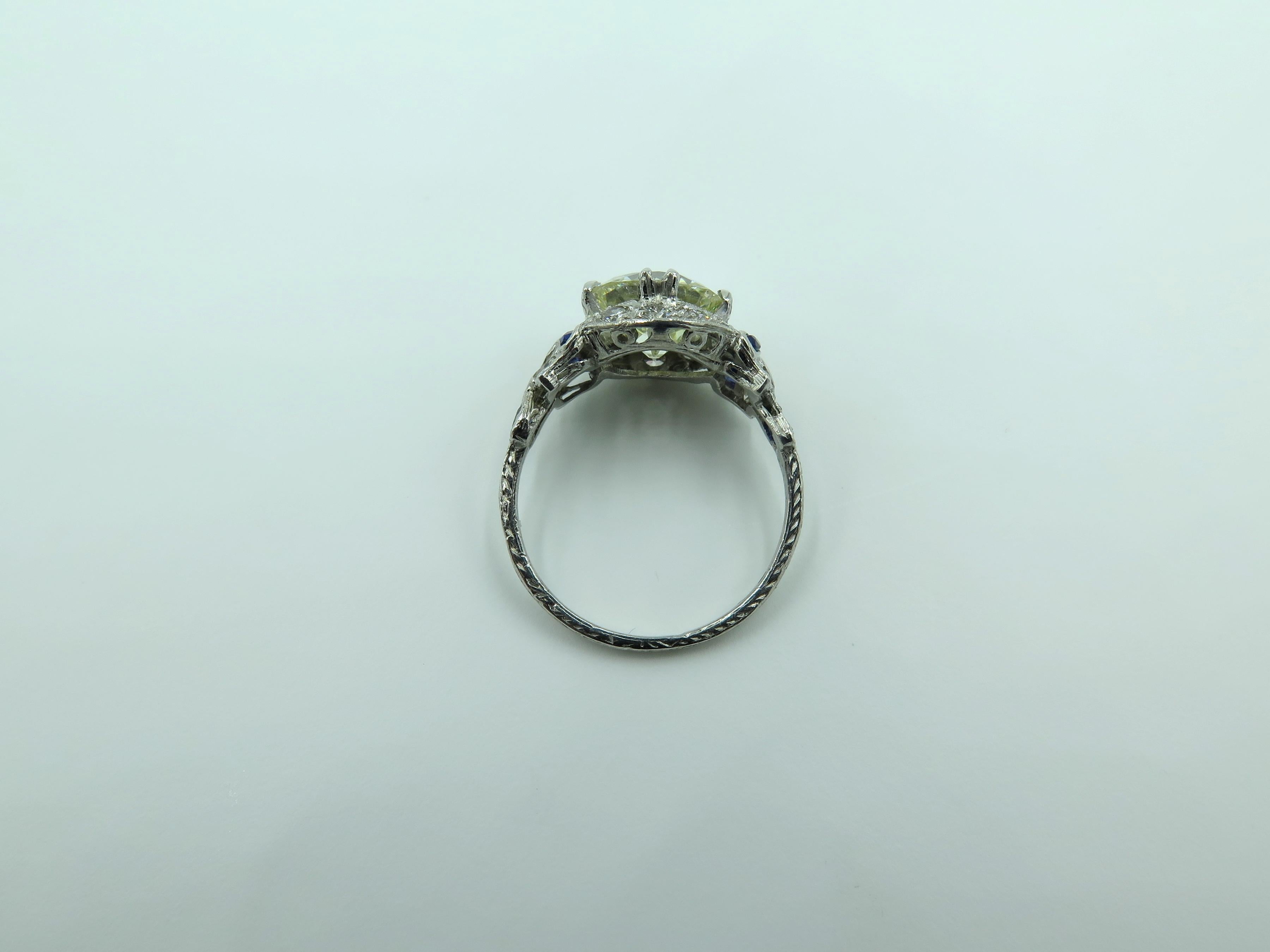 Women's Edwardian Platinum, Diamond and Sapphire Ring
