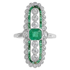 Edwardian Platinum, Emerald & Diamond Tablet Ring