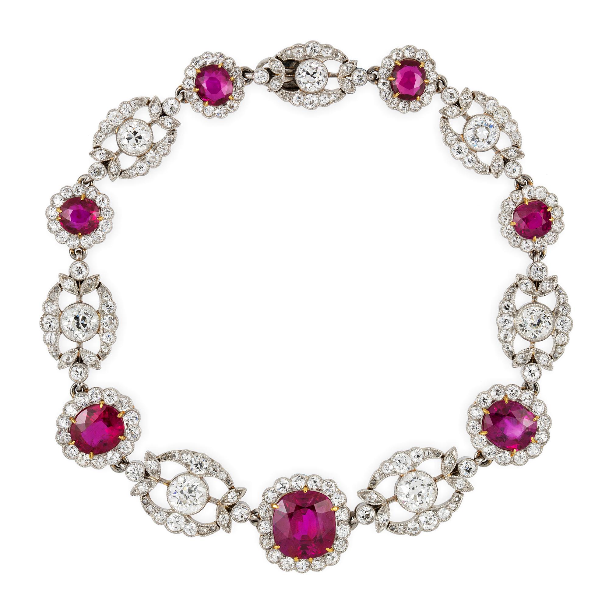Edwardian Ruby and Diamond Bracelet In Excellent Condition For Sale In London, GB
