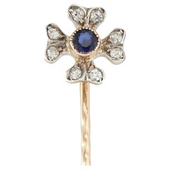 Ein edwardianisches Kleeblattnadel mit vier Blättern Saphiren und Diamanten