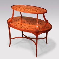 Edwardian Satinwood Two-Tier Etagere with Inlaid Exotic Woods, 1905