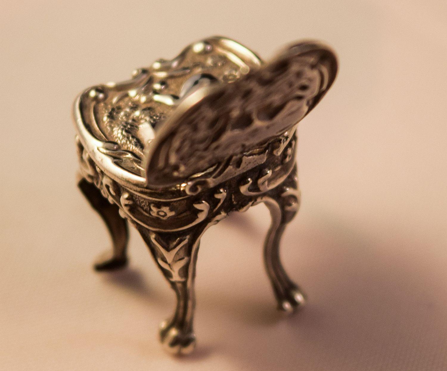 Women's or Men's An Edwardian silver Novelty miniature  Queen Anne style Chair. Birmingham 1901 For Sale