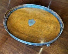 Edwardian Silver Plated and Oak Lined Tray