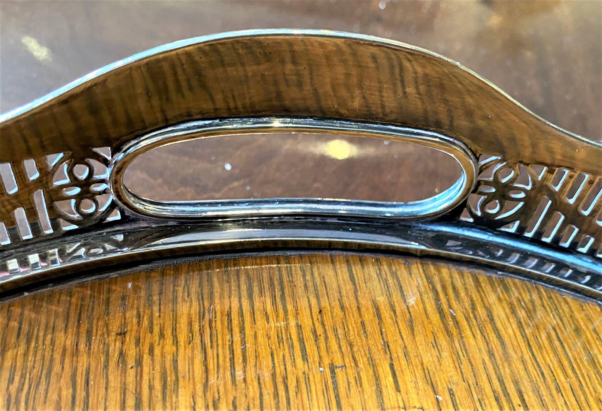 Edwardian Silver Plated and Oak Lined Tray For Sale 2