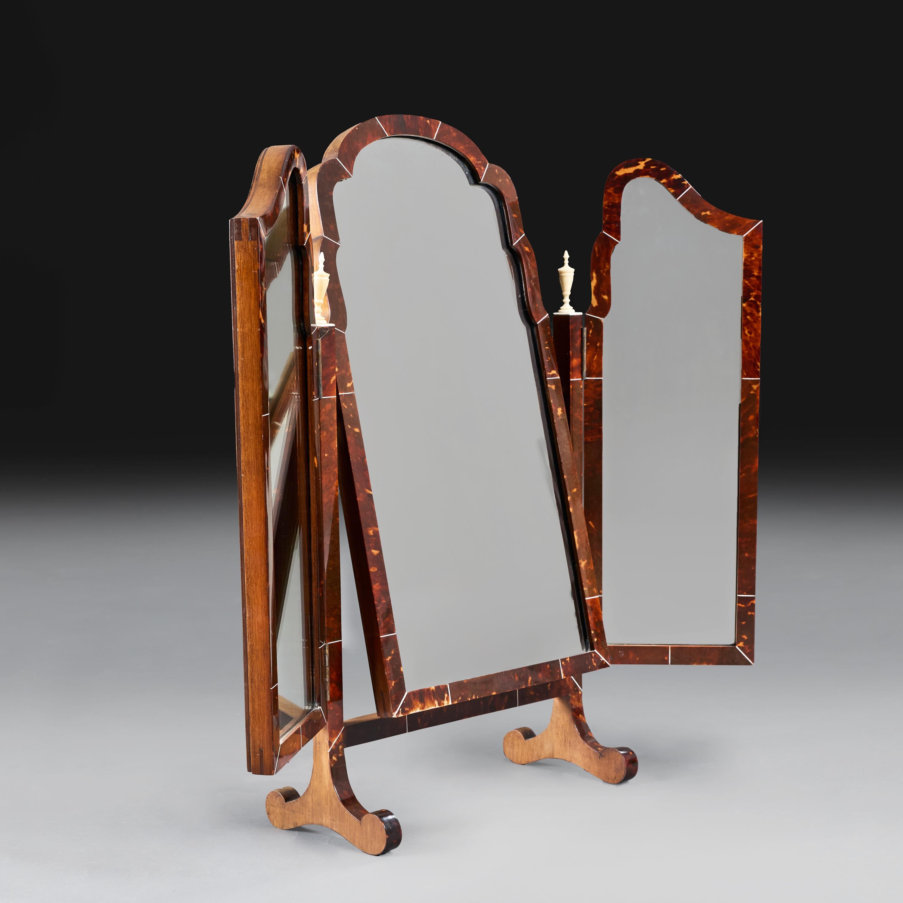 20th Century An Edwardian Tortoiseshell and Ivorine Dressing Table Mirror For Sale