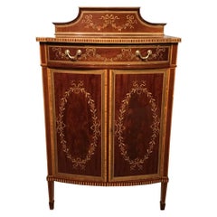 Edwards and Roberts Marquetry Inlaid Antique Music Cabinet