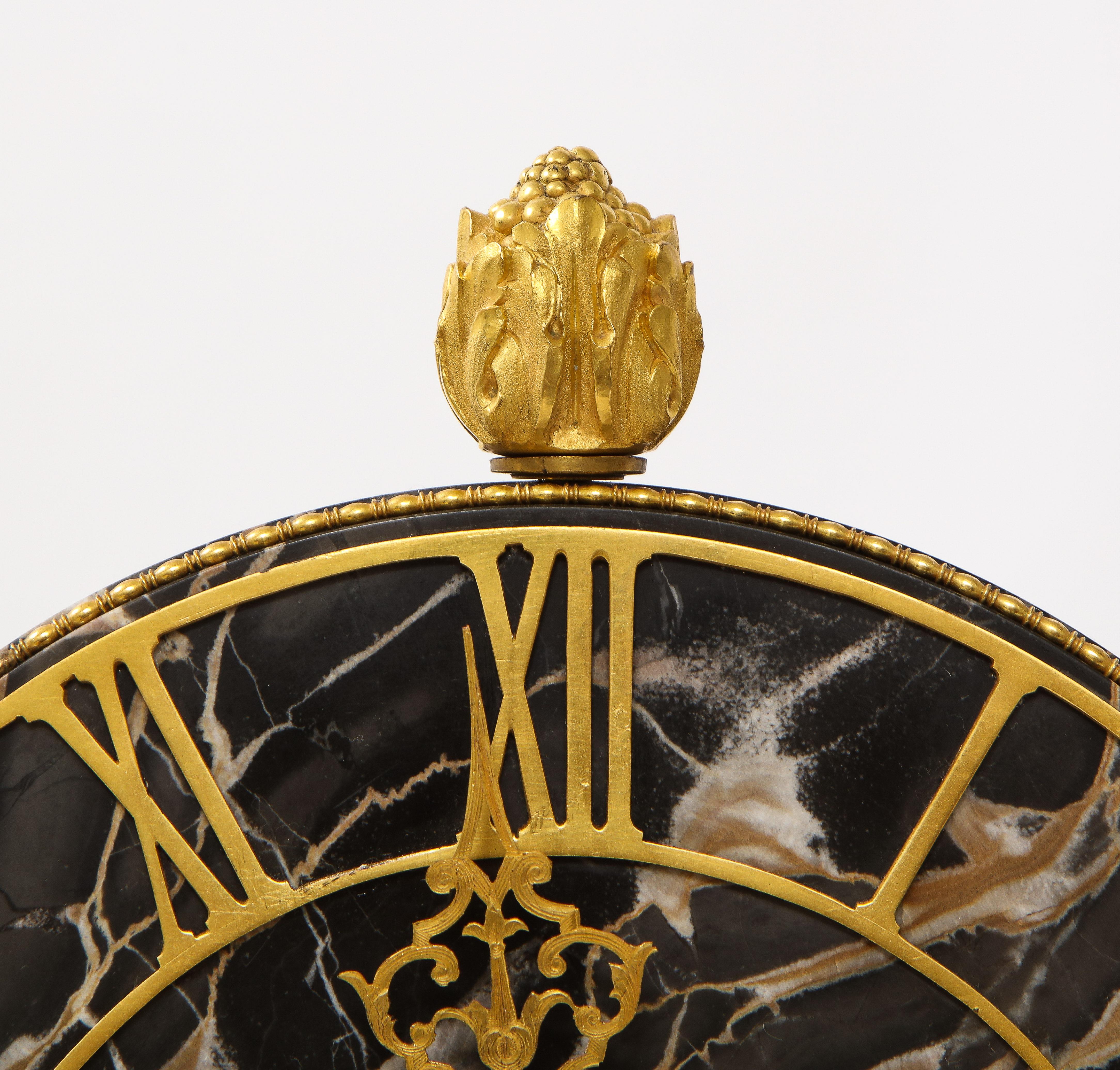 E.F. Caldwell Veined Black Marble and Dore Bronze Mounted Sphinx Legged Clock For Sale 9