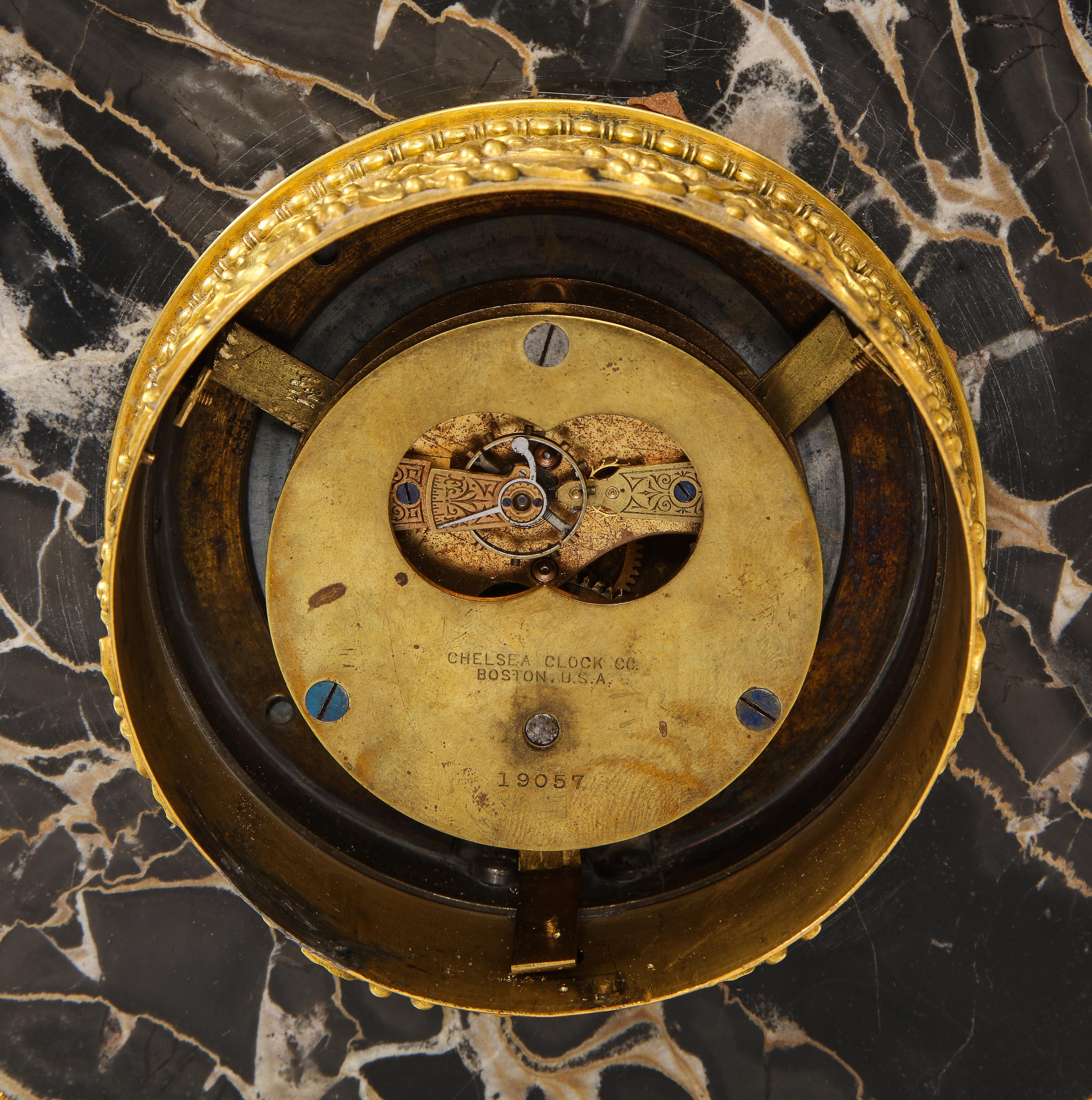 E.F. Caldwell Veined Black Marble and Dore Bronze Mounted Sphinx Legged Clock 11
