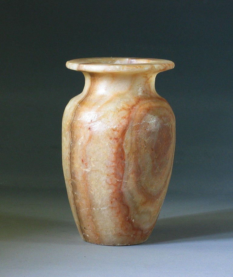 Egyptian Alabaster Vase in Antique Taste, 20th Century at 1stDibs