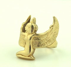 An Egyptian Goddess ISIS 14 karat yellow Gold Ring