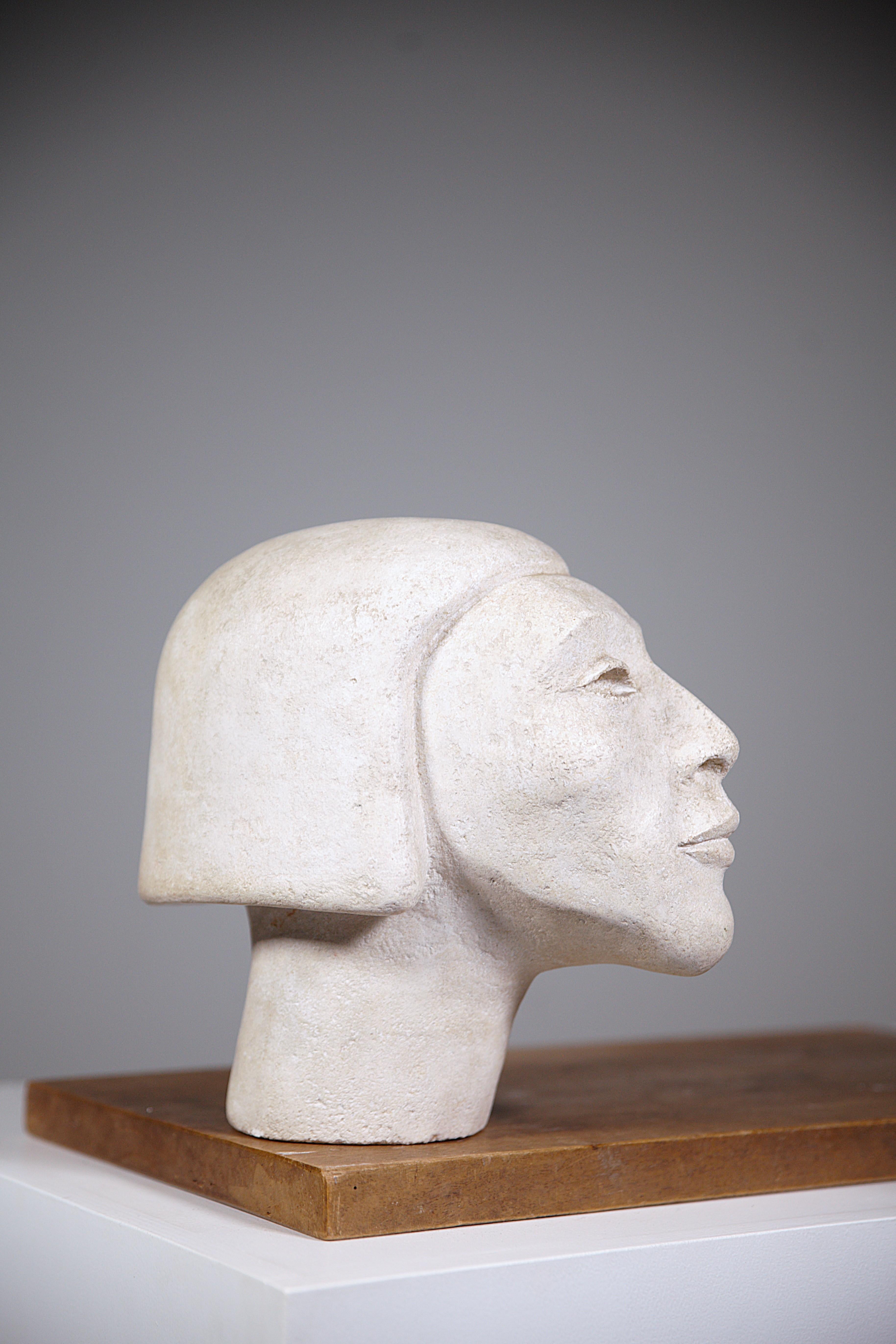Travertine An Egyptian Harp Head France 1970's For Sale
