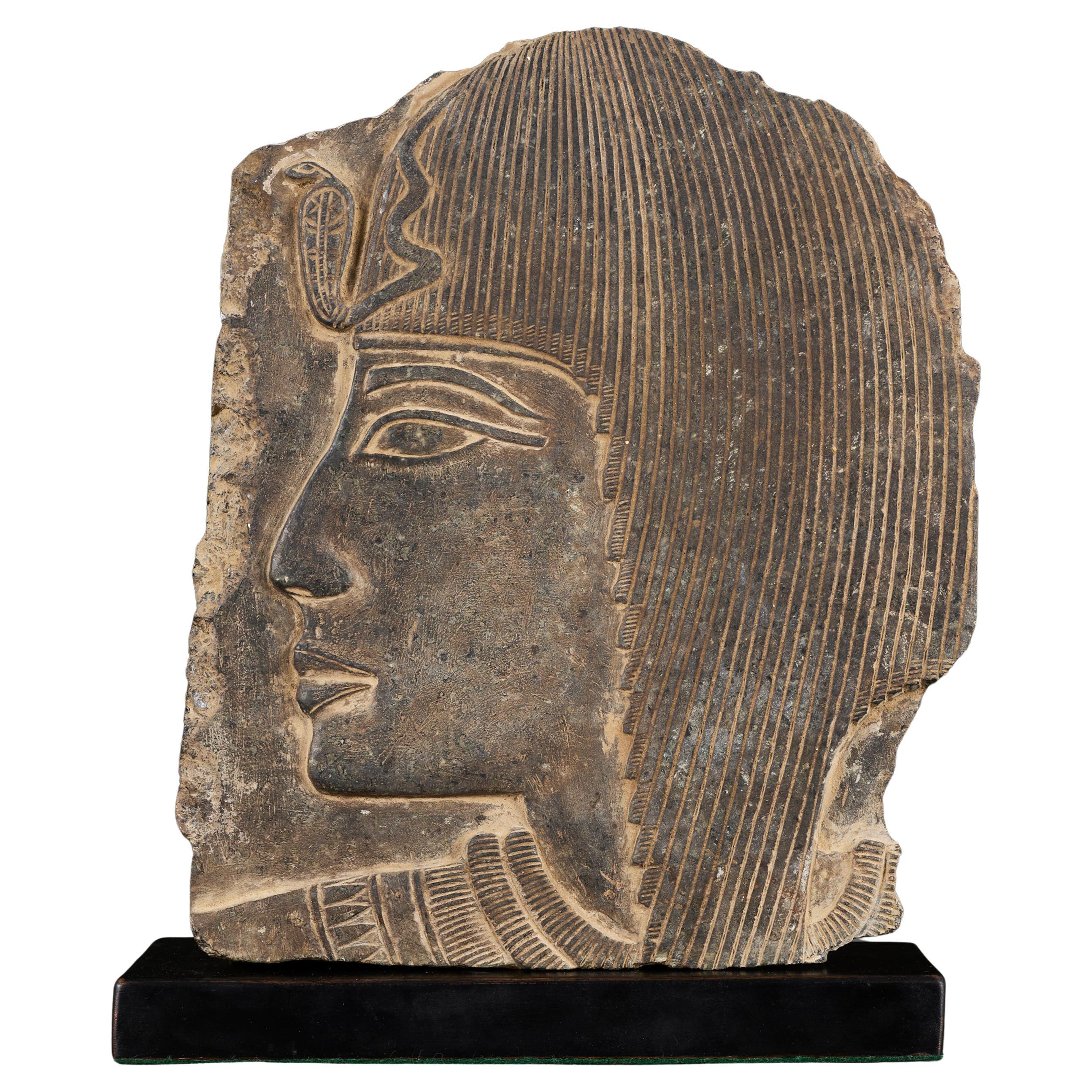 An Egyptian Revival Carved Granite Fragment of Princess Sitamun For Sale