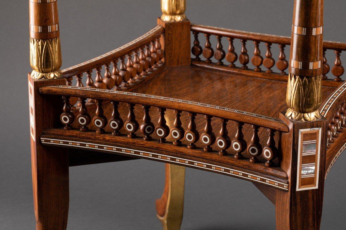 An Egyptian Revival Simulated  Bone Inlaid Parcel Gilt Mahogany Side Table In Good Condition For Sale In London, GB