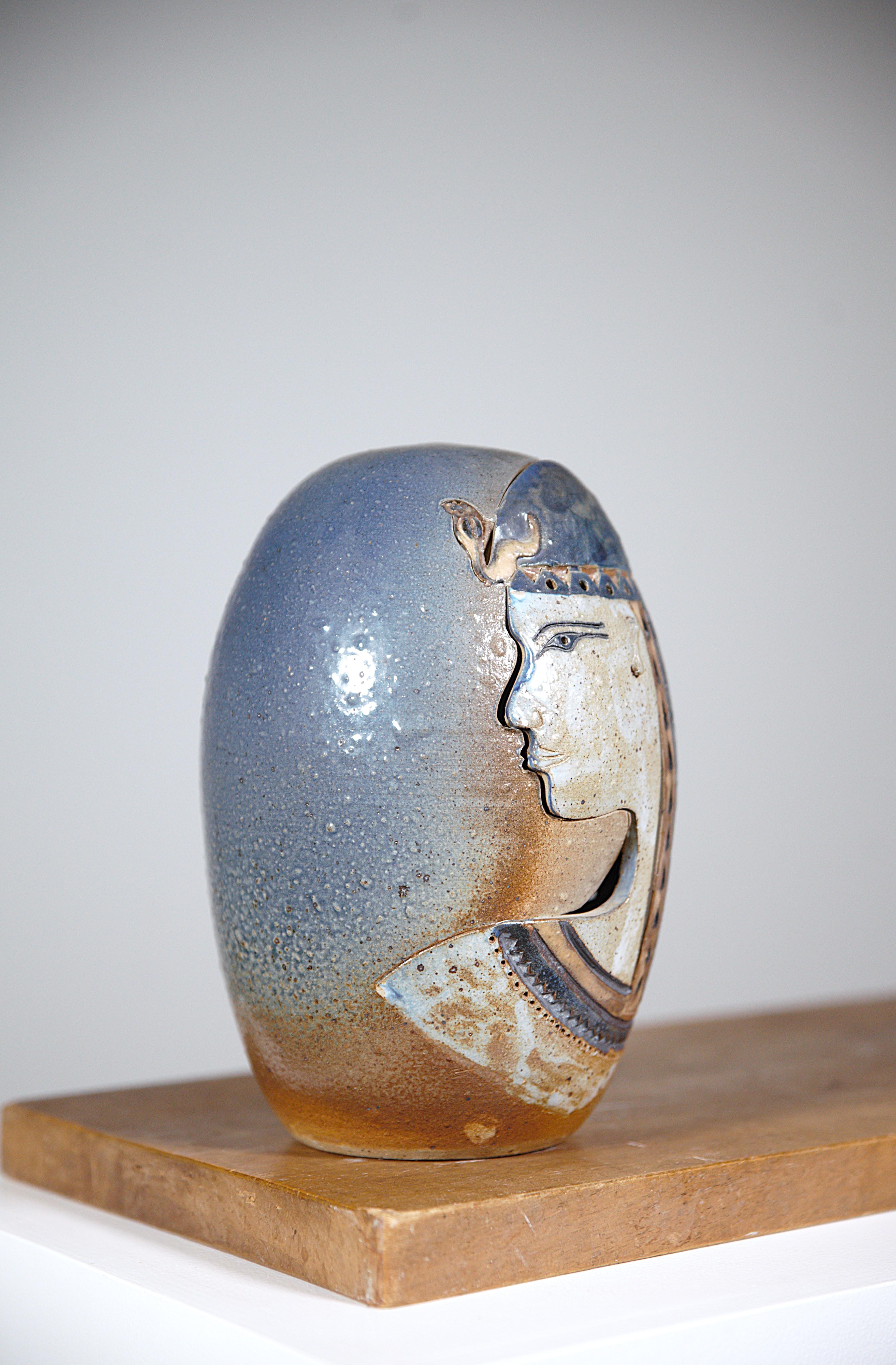 Fin du 20e siècle Lampe en grès de style égyptien France 1980's en vente