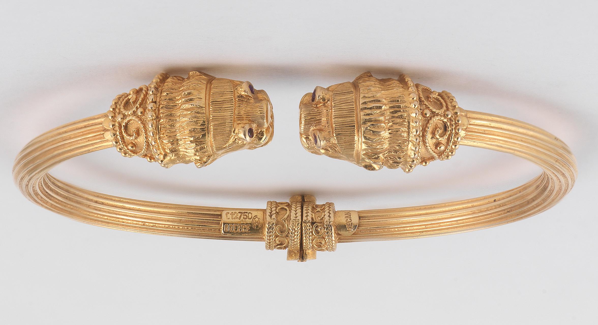 Rétro bracelet en or 18 carats tête de lion:: LaLaounis