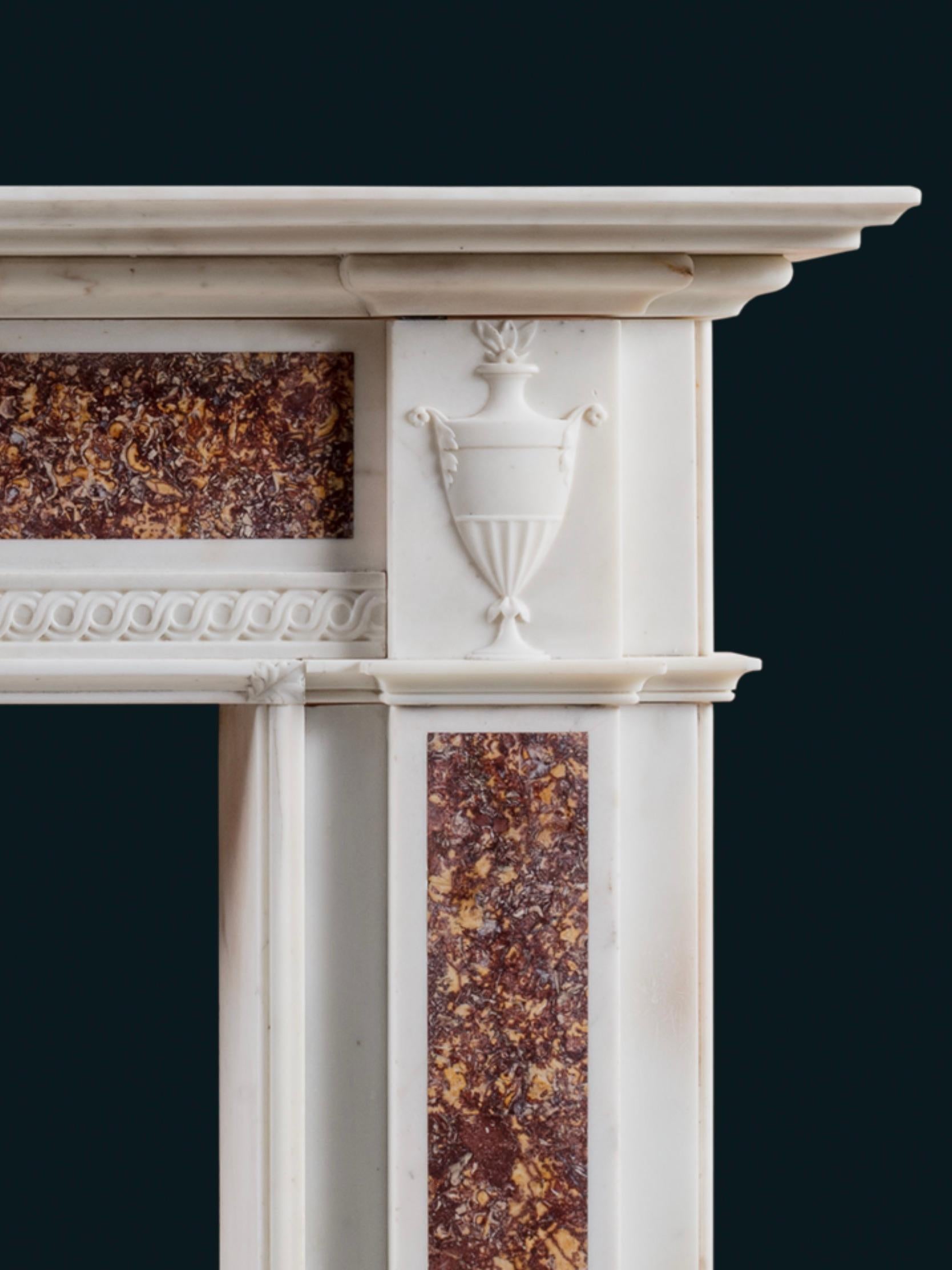 An Eighteenth Century White Statuary and Brocatello Marble Chimneypiece In Good Condition For Sale In London, GB