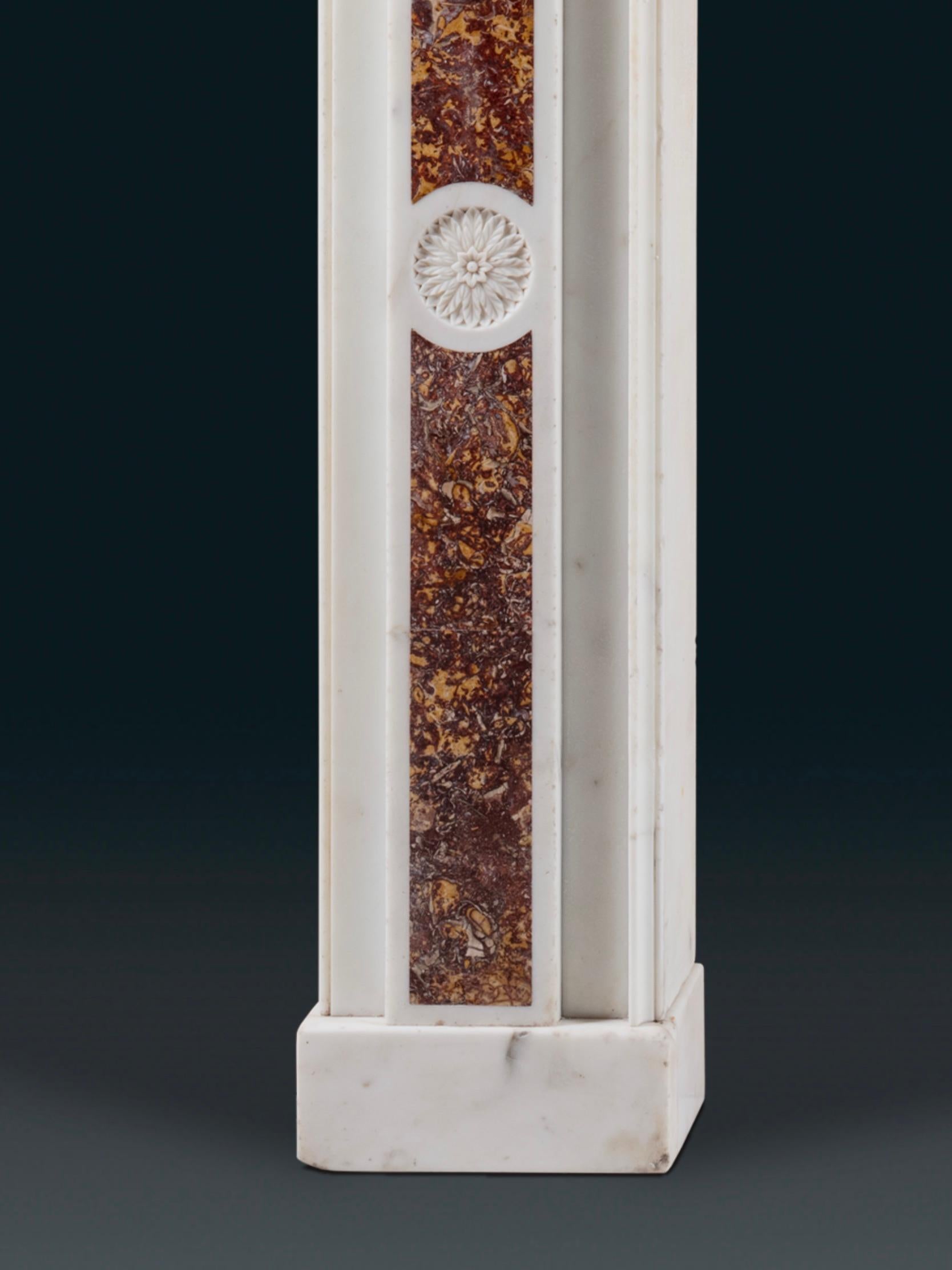 18th Century and Earlier An Eighteenth Century White Statuary and Brocatello Marble Chimneypiece For Sale