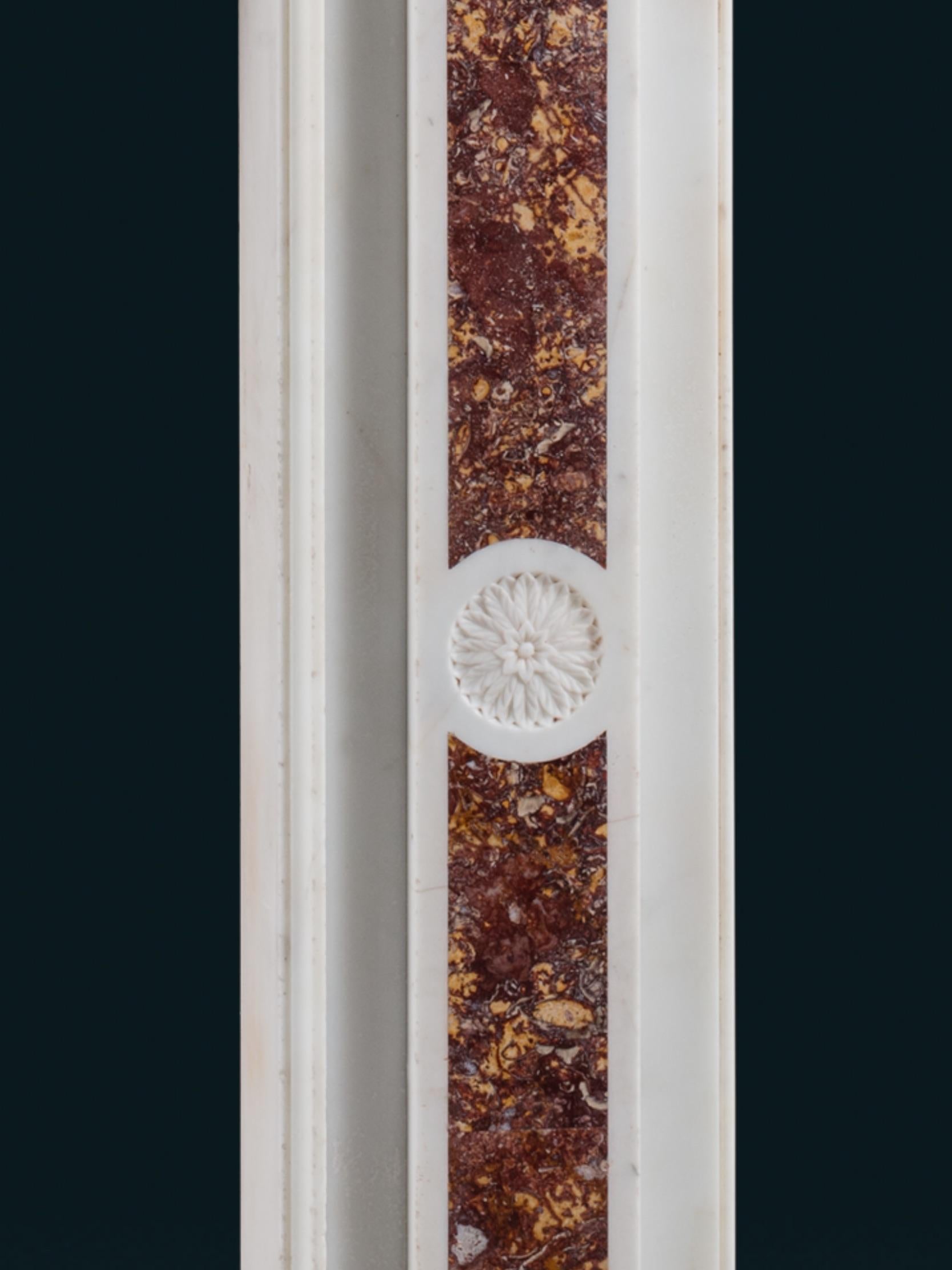 An Eighteenth Century White Statuary and Brocatello Marble Chimneypiece For Sale 2