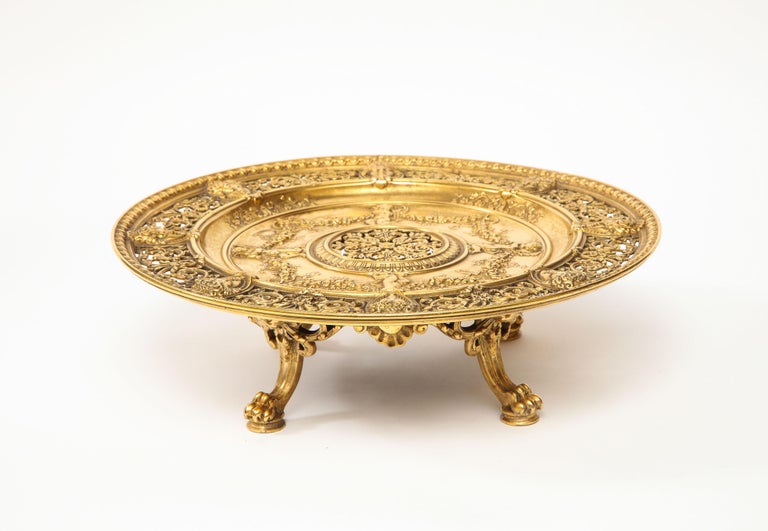 An Elaborate French GiltBronze Ormolu Pierced Footed Centerpiece Platter, 1880 at 1stDibs