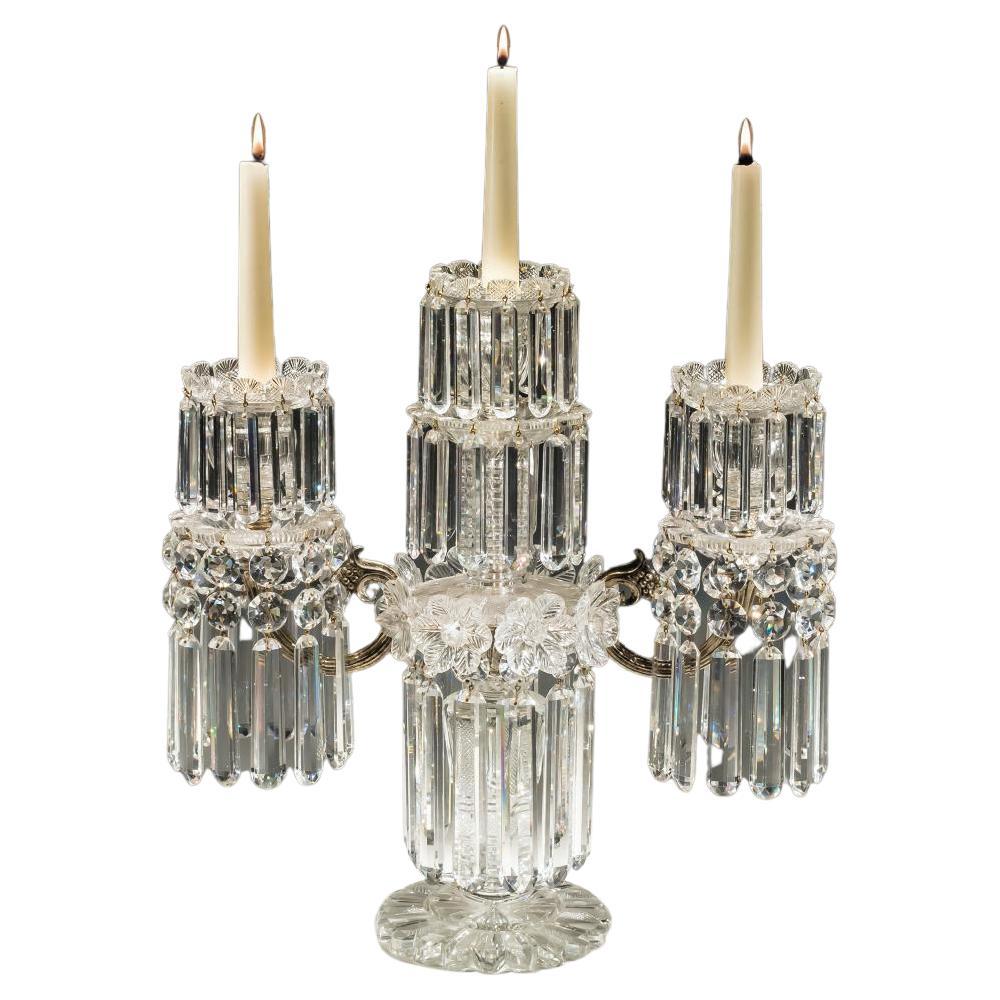 Elaborate Regency Three Light Candelabra Attributed to Hancock & Rixion For Sale